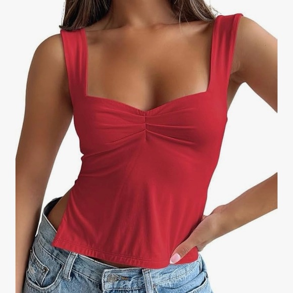 Red Ruched Women's Top - Picture 5 of 5